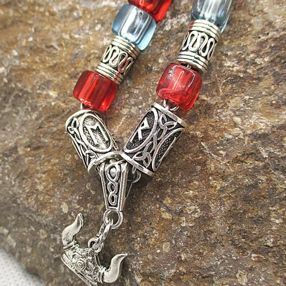 KID VIKING HELMET PENDANT WITH RUNES LETTER NECKLACE - Picture 5 of 10